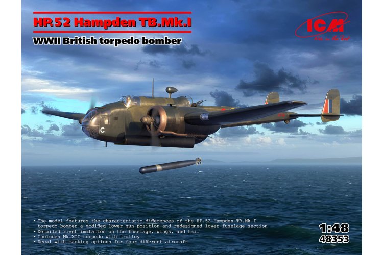 1:48 ICM 48353 HP.52 Hampden TB.Mk.I WWII - Britse Torpedobommenwerper - Icm48353 1 - ICM48353