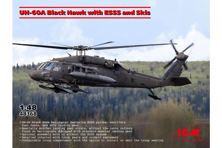 1:48 ICM 48368 UH-60A Black Hawk met ESSS en Skis - Amerikaanse Transporthelikopter - Icm48368 1 - ICM48368