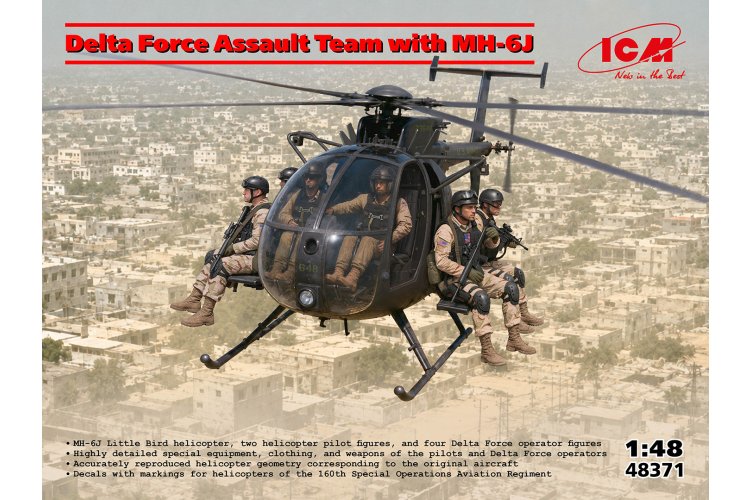 1:48 ICM 48371 MH-6J Little Bird met Delta Force Assault Team - Amerikaanse Special Forces Helikopter met 6 Figuren - Icm48371 1 - ICM48371