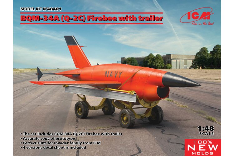 1:48 ICM 48401 BQM-34A (Q-2C) Firebee with trailer (1 airplane and trailer) - Icm48401 1 - ICM48401