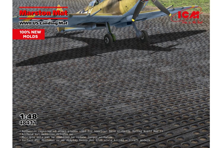 1:48 ICM 48411 Marston Mat - WWII Amerikaanse Landingsplaat - 223x255mm - Icm48411 1 - ICM48411