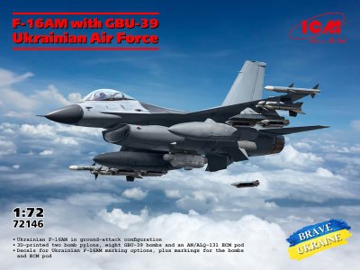 1:72 ICM 72146 General Dynamics F-16AM Fighting Falcon met GBU-39 Bommen - Oekra&iuml;ens Jachtvliegtuig - Icm72146 1 - ICM72146