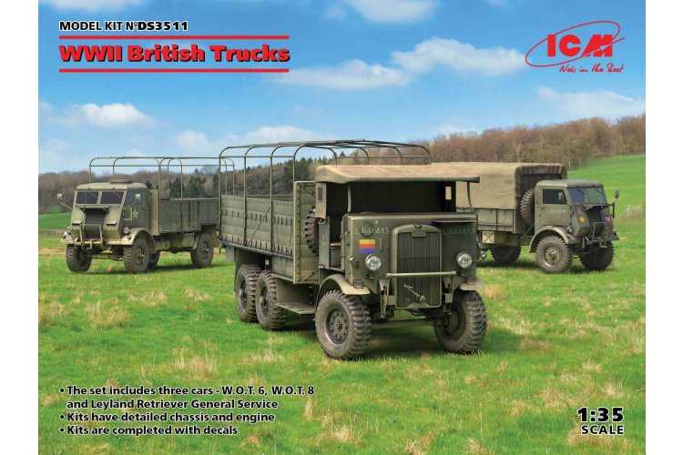 1:35 ICM DS3511 WWII British Trucks - W.O.T.6, W.O.T.8, Leyland Retriever - Icmds3511 1 - ICMDS3511
