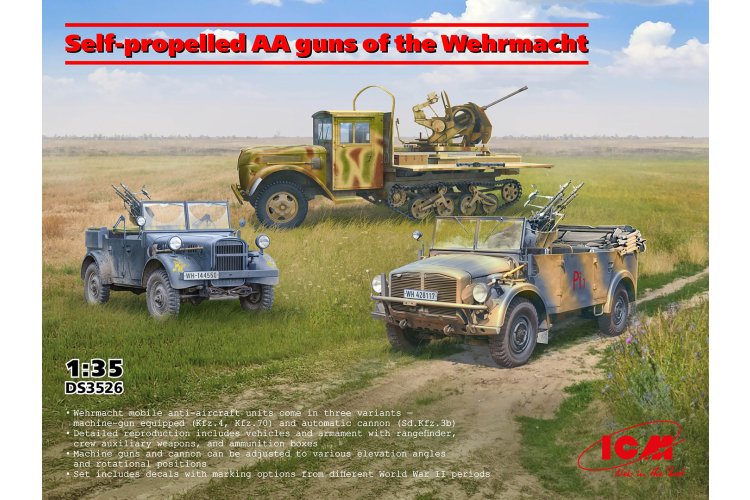 1:35 ICM DS3526 Self-Propelled Anti-Aircraft Guns of the Wehrmacht - Ford V3000 and 2x Passenger Cars - Icmds3526 1 - ICMDS3526