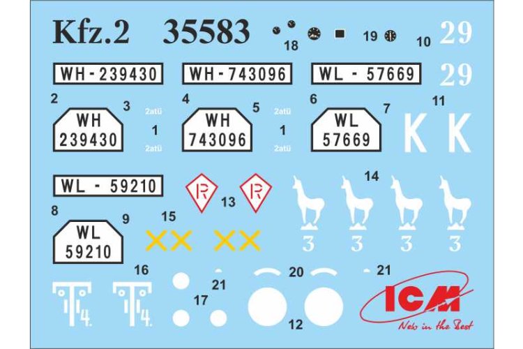1:35 ICM DS3529 3 D.A.K. Vehicles Set &ndash; L3000s Truck &ndash; Kfz.70 Infantry Vehicle &ndash; Kfz.2 Radio Vehicle - Icmds3529 23 - ICMDS3529