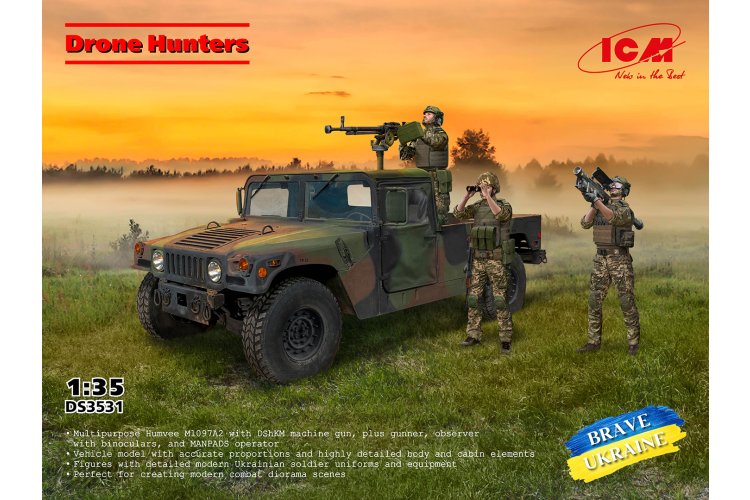 1:35 ICM DS3531 Drone Hunters - Humvee M1097A2 met Bemanning - 3 Figuren - Diorama Set - Icmds3531 1 - ICMDS3531