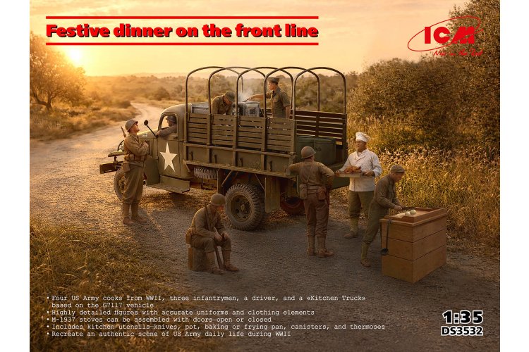 1:35 ICM DS3532 Festive Dinner on the Front Line WWII - G7117 Kitchen Truck met 8 Figuren - Icmds3532 1 - ICMDS3532