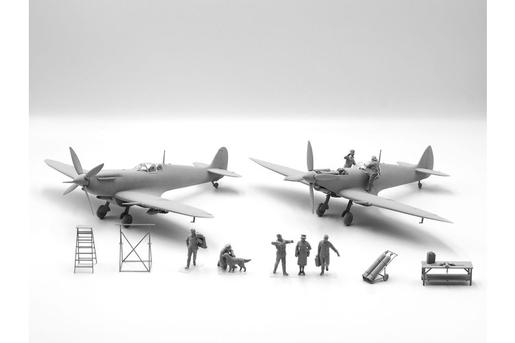 1:48 ICM DS4802 WWII RAF Airfield - Spitfire Mk.IX,Spitfire MkVII,RAF Pilots a Ground Pers 7 fig. - Icmds4802 2 - ICMDS4802