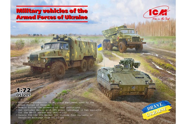 1:72 ICM DS7205 Military Vehicles of the Armed Forces of Ukraine &ndash; BM-21 &ndash; URAL-43203 &ndash; SPz Marder 1A3 - Icmds7205 1 - ICMDS7205