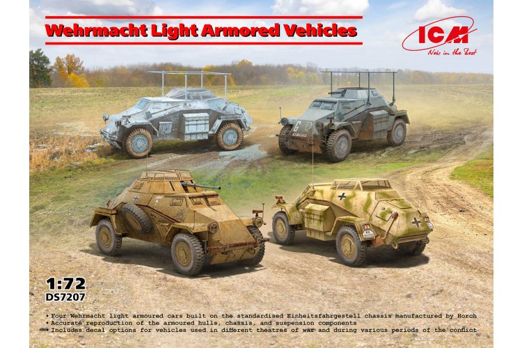 1:72 ICM DS7207 Wehrmacht Light Armored Vehicles WWII &ndash; Sd.Kfz.222, Sd.Kfz.223, Sd.Kfz.260 & Sd.Kfz.261 - Icmds7207 1 - ICMDS7207
