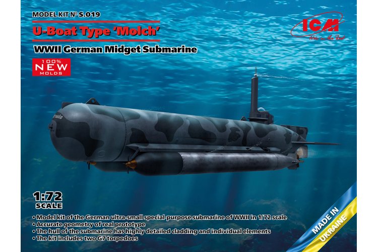 1:72 ICM S019 U-Boat Type - Molch - WWII Germen Midget Submarine - Icms 019 8 - ICMS019