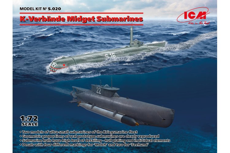 1:72 ICM S020 K-Verbande Midget Submarines - Seehund and Molch - Icms020 1 - ICMS020