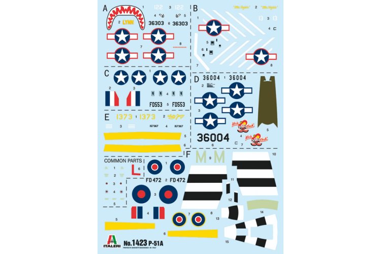 1:72 Italeri 1423 P-51A Mustang Plane - Ita1423decals - ITA1423