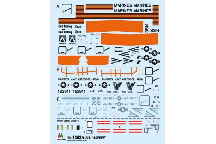 1:72 Italeri 1463 V-22A Osprey Heli - Ita1463 decals - ITA1463