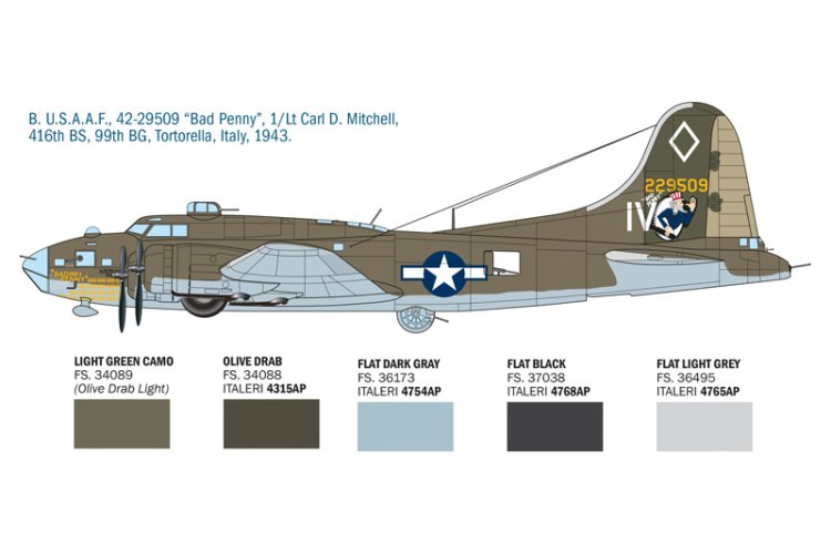1:72 Italeri 1487 Boeing B-17F Flying Fortress - Amerikaanse Zware Bommenwerper - Ita1487 5 - ITA1487