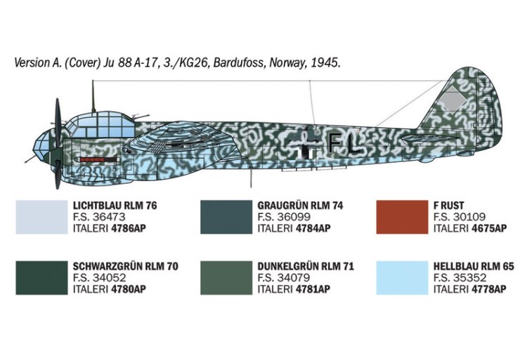 1:72 Italeri 1489 Junkers Ju 88 A-4/17 WWII - German Torpedo Bomber - Ita1489 5 - ITA1489