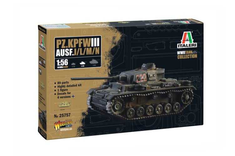 1:56 Italeri 25757 Pz. Kpfw. III Ausf. J/L/M/N - WWII - Tank with 4 Build Options - Ita25757 1 - ITA25757