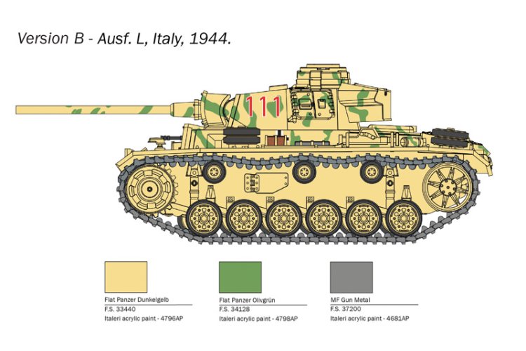 1:56 Italeri 25757 Pz. Kpfw. III Ausf. J/L/M/N - WWII - Tank with 4 Build Options - Ita25757 5 - ITA25757