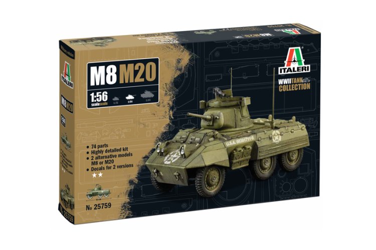 1:56 Italeri 25759 M8/M20 Militair Voertuig - WWII - Ita25759 1 - ITA25759