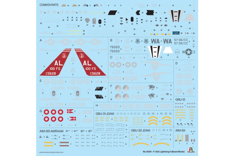 1:48 Italeri 2836 F-35A Lightning II - Beast Mode met Belgische Decals - Amerikaanse Straaljager - Ita2836be 3 - ITA2836BE