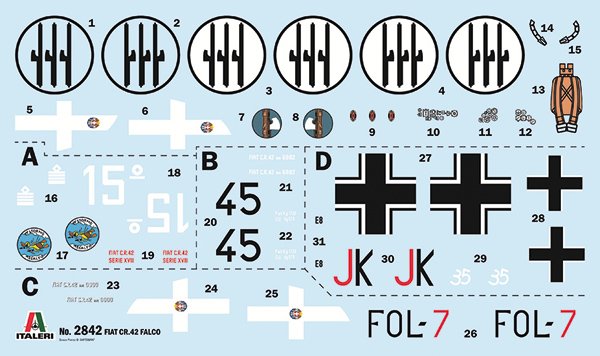 1:48 Italeri 2842 FIAT CR.42 Falco Assault/Night Fighter - Propellervliegtuig - Ita2842 3 - ITA2842