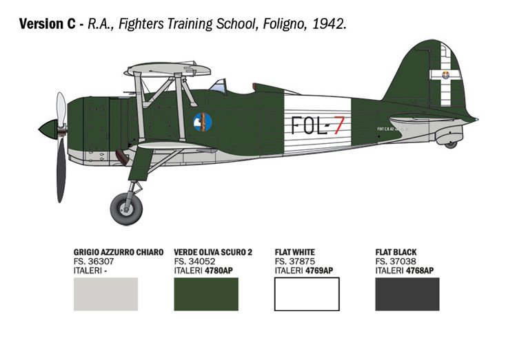 1:48 Italeri 2842 FIAT CR.42 Falco Assault/Night Fighter - Propellervliegtuig - Ita2842 6 - ITA2842