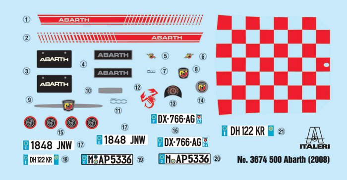 1:24 Italeri 3674 Fiat 500 Abarth 500 &ndash; Italian Car - Ita3674 3 - ITA3674