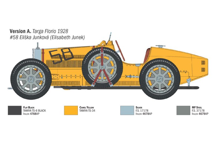 Maquette Voiture Bugatti Type 35B - Échelle 1:12 - Targa Florio 1929 / Monaco GP 1930 - Kit Plastique à Monter Et Peindre (ITALERI 4716)