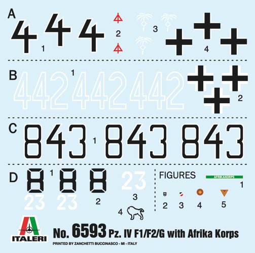 1:35 Italeri 6593 Pz.Kpfw.IV F1/F2/G With Afrika Korps Infantry - Ita6593decals - ITA6593