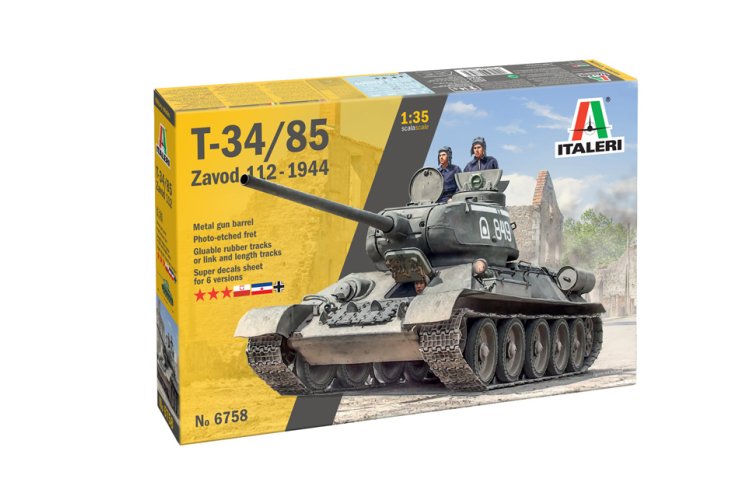 1:35 Italeri 6758 T-34/85 Zavod 112-1944 WWII &ndash; Soviet Tank - Ita6758 1 - ITA6758