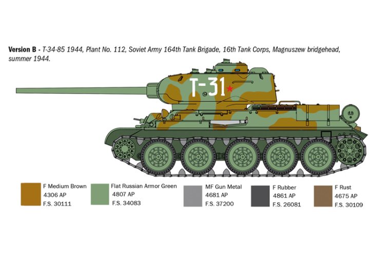 1:35 Italeri 6758 T-34/85 Zavod 112-1944 WWII &ndash; Soviet Tank - Ita6758 5 - ITA6758