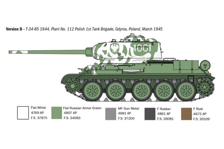 1:35 Italeri 6758 T-34/85 Zavod 112-1944 WWII &ndash; Soviet Tank - Ita6758 7 - ITA6758