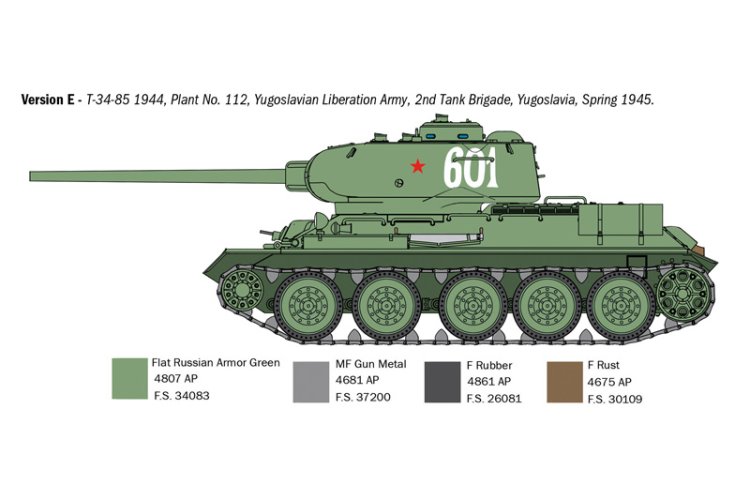 1:35 Italeri 6758 T-34/85 Zavod 112-1944 WWII &ndash; Soviet Tank - Ita6758 8 - ITA6758