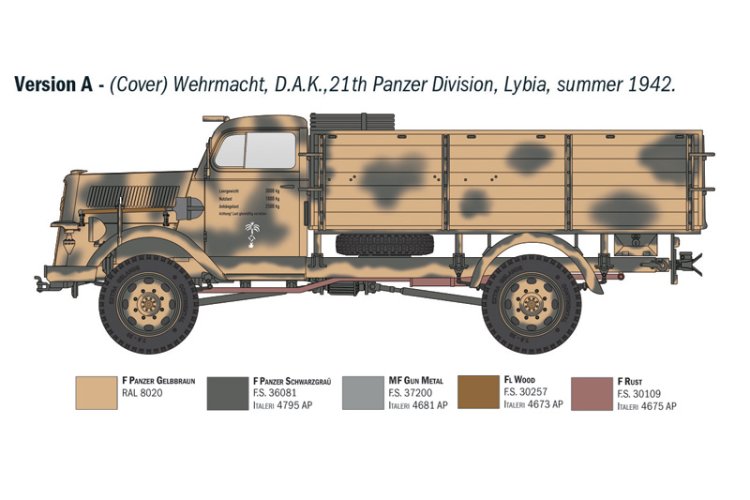 1:35 Italeri 6760 Kfz. 305 Opel Blitz Typ A 4x4 WWII &ndash; German Military Vehicle - Ita6760 4 - ITA6760