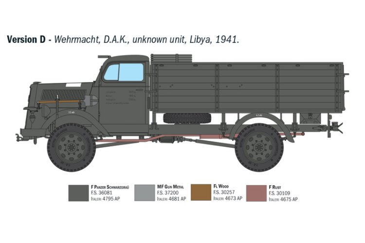 1:35 Italeri 6760 Kfz. 305 Opel Blitz Typ A 4x4 WWII &ndash; German Military Vehicle - Ita6760 7 - ITA6760