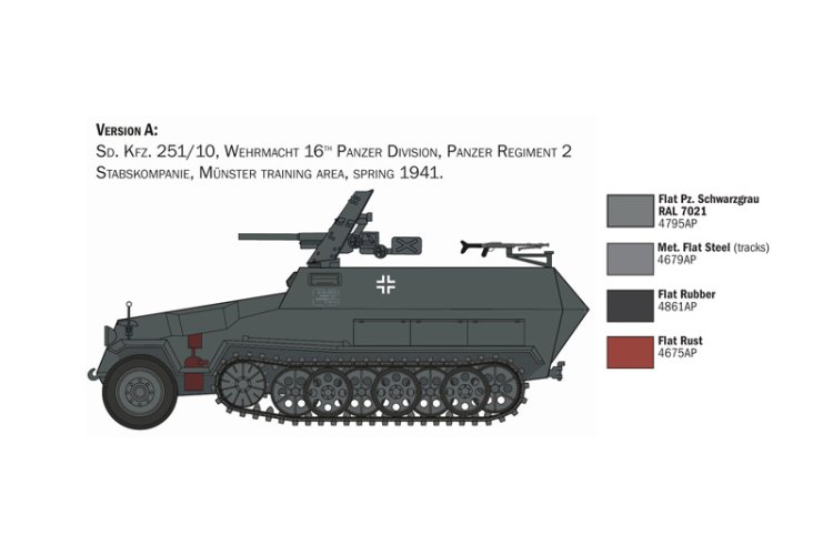 1:72 Italeri 7079 Sd.Kfz. 251/10 Schutzenpanzerwagen 3.7cm PaK - Ita7079 3 - ITA7079