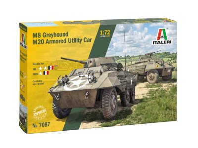 1:72 Italeri 7087 M8 Greyhound / M20 Armored Utility Car WWII &ndash; 2-in-1 &ndash; American Armoured Car - Ita7087 1 - ITA7087