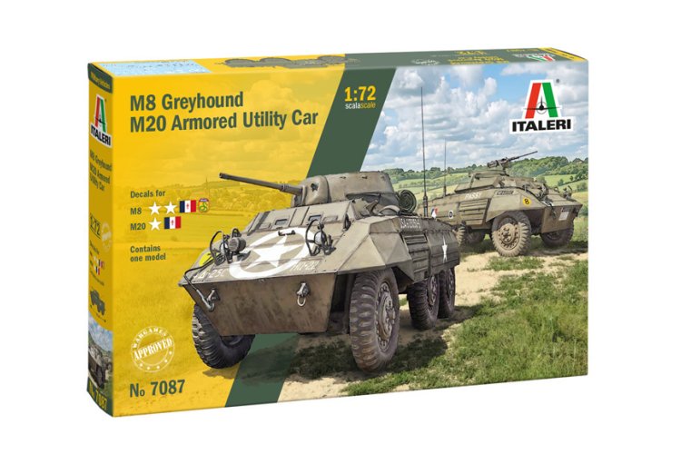 1:72 Italeri 7087 M8 Greyhound / M20 Armored Utility Car WWII &ndash; 2-in-1 &ndash; American Armoured Car - Ita7087 1 - ITA7087