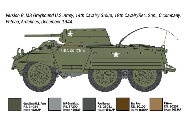 1:72 Italeri 7087 M8 Greyhound / M20 Armored Utility Car WWII &ndash; 2-in-1 &ndash; American Armoured Car - Ita7087 5 - ITA7087