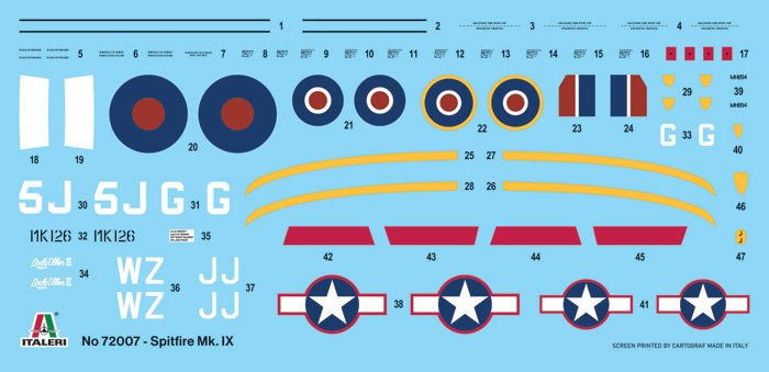 1:72 Italeri 72007 Spitfire Mk. IX UK/USA Aircraft - Complete Set - Starter Kit - Ita72007 3 - ITA72007