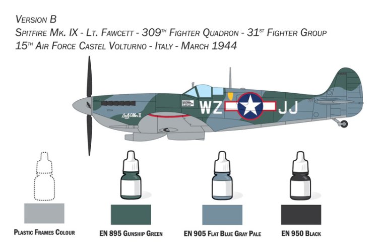 1:72 Italeri 72007 Spitfire Mk. IX UK/USA Aircraft - Complete Set - Starter Kit - Ita72007 5 - ITA72007