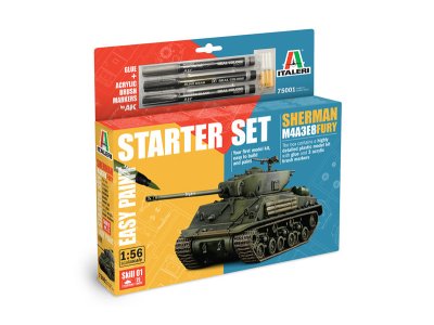 1:56 Italeri 75001 Sherman M4A3E8 Fury WWII - Amerikaanse Tank - Starter Set - Ita75001 1 - ITA75001