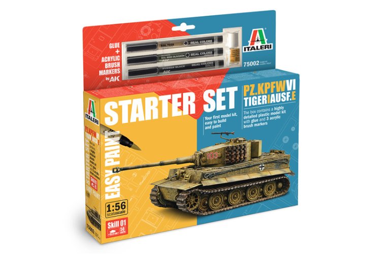 1:56 Italeri 75002 Pz.Kpfw. VI Tiger I Ausf. E WWII - Duitse Zware Tank - Starter Set - Ita75002 1 - ITA75002