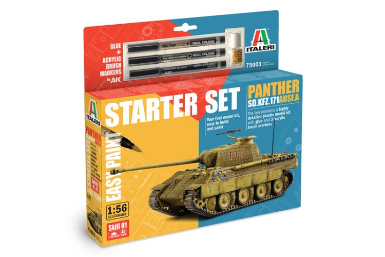 1:56 Italeri 75003 Panther Sd.Kfz.171 Ausf. A WWII - Duitse Middelzware Tank - Starter Set - Ita75003 1 - ITA75003