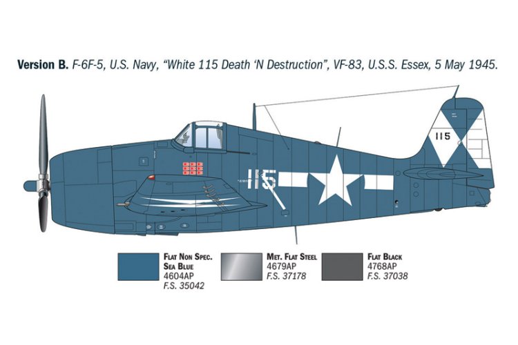 1:72 Italeri 91213 F6F-3/5 Hellcat WWII - Amerikaans Propellervliegtuig - Ita91213 5 - ITA91213