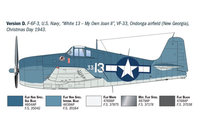 1:72 Italeri 91213 F6F-3/5 Hellcat WWII - Amerikaans Propellervliegtuig - Ita91213 7 - ITA91213