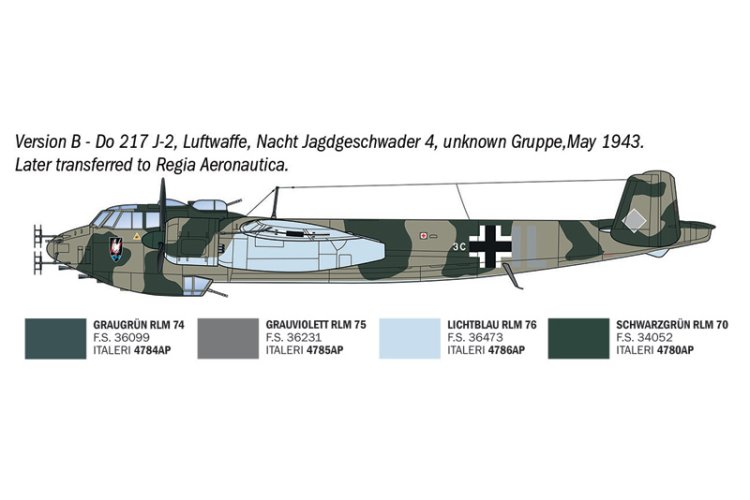 1:72 Italeri 91266 Dornier Do 217 J1/J2 Nachtj&auml;ger WWII - Duits Nachtjachtvliegtuig - Ita91266 6 - ITA91266