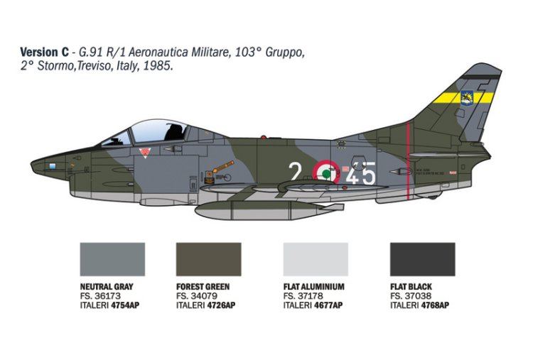 1:48 Italeri 92645 Fiat G.91 R - Straaljager - Ita92645 8 - ITA92645