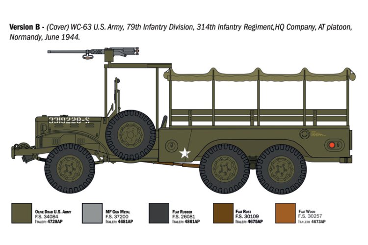 1:35 Italeri 96230 Dodge WC62 1,5 Ton 6x6 Truck WWII - Amerikaans Militair Voertuig - Ita96230 5 - ITA96230