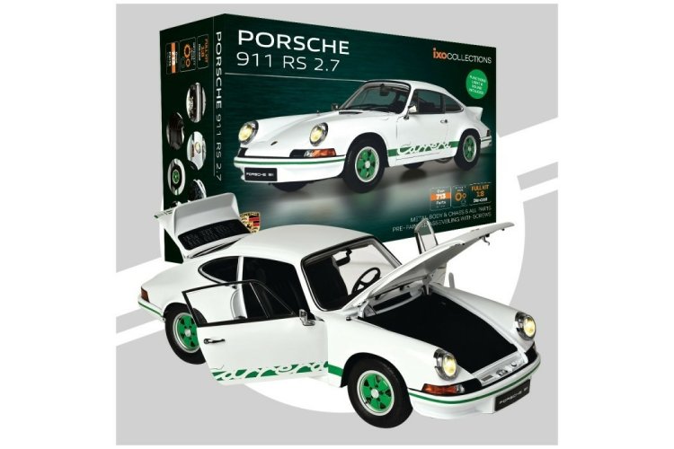 1:8 IXO Collections 018 Porsche 911 Carrera RS 2.7 - Wit met Groen - Sportauto - Ixo018 1 - IXO018